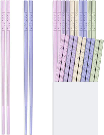 10-Pair Reusable Fiberglass Chopsticks, Non-Slip Chop Sticks Set Japanese Style, Dishwasher Safe, 9.5-Inch
