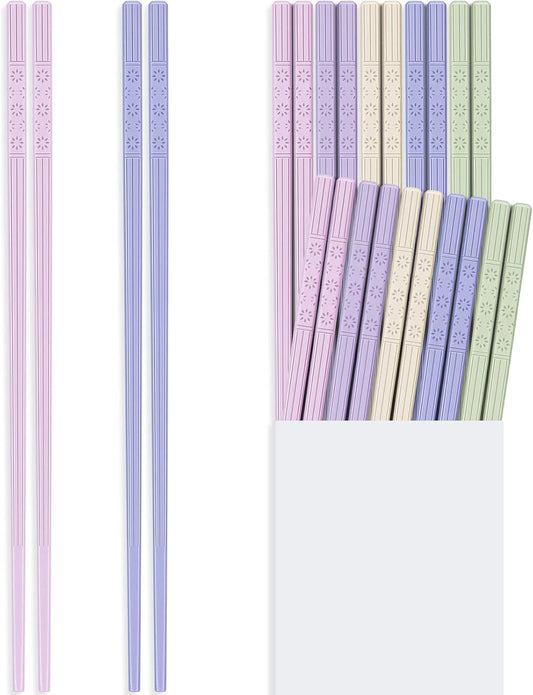 10-Pair Reusable Fiberglass Chopsticks, Non-Slip Chop Sticks Set Japanese Style, Dishwasher Safe, 9.5-Inch
