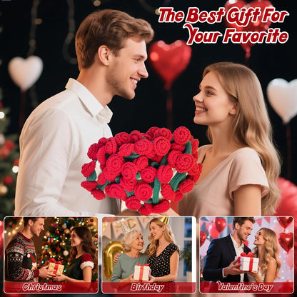 Finished Flower Bouquet Blanket, Handmade Crochet Flower Blanket, Soft Knitted Throw Rose Blankets, Romantic Gift for Birthday Wedding Valentine’S Day Mother'S Day Christmas (Rose, 31 Inch)