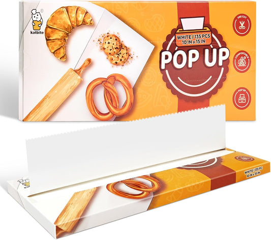 135Pcs 45 Gsm Pop-Up Parchment Paper Sheets, Heavy Duty & Non-Stick,10X15 in Pre-Cut Parchment Paper for Baking, Pop-Up Paper Dispenser for Cooking Wrapping Space-Saving