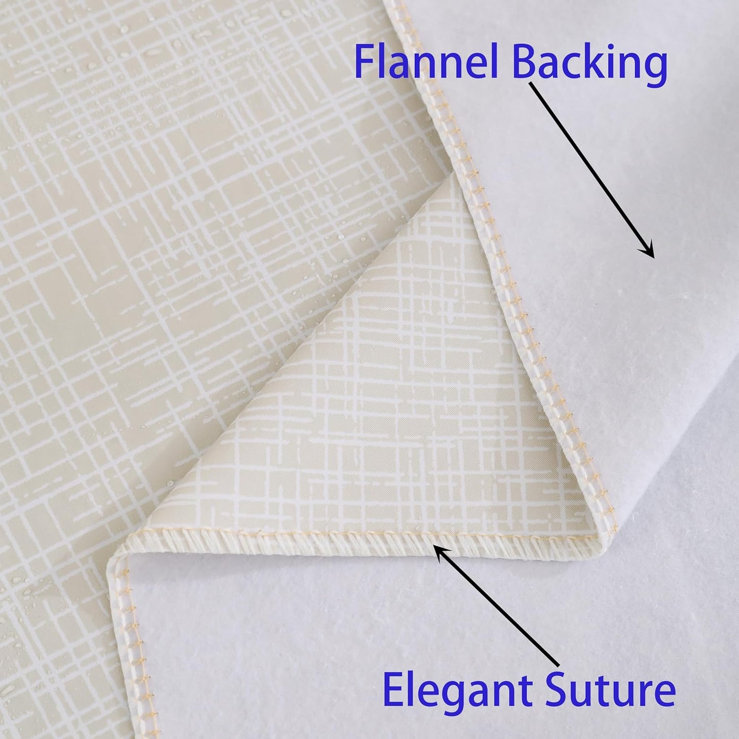 Heavy Duty Vinyl Tablecloth with Flannel Backing Waterproof Oil-Proof Plastic Table Cloth Stain-Resistant Wipeable Rectangle or Square Table Cover for Indoor and Outdoor (Beige Striped,54X54 Inch)