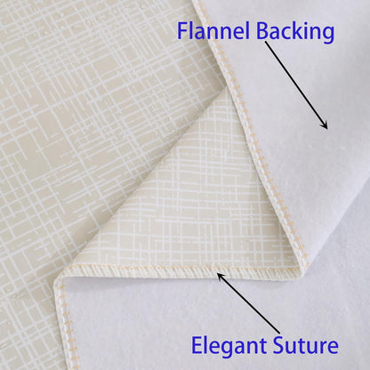 Heavy Duty Vinyl Tablecloth with Flannel Backing Waterproof Oil-Proof Plastic Table Cloth Stain-Resistant Wipeable Rectangle or Square Table Cover for Indoor and Outdoor (Beige Striped,54X54 Inch)