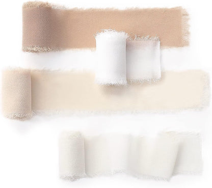 Handcrafted Ombre Chiffon Silk Ribbon for Wedding Invitations, Bridal Bouquets, Gift Wrapping, Decorations, DIY Crafts, Ballet Nude