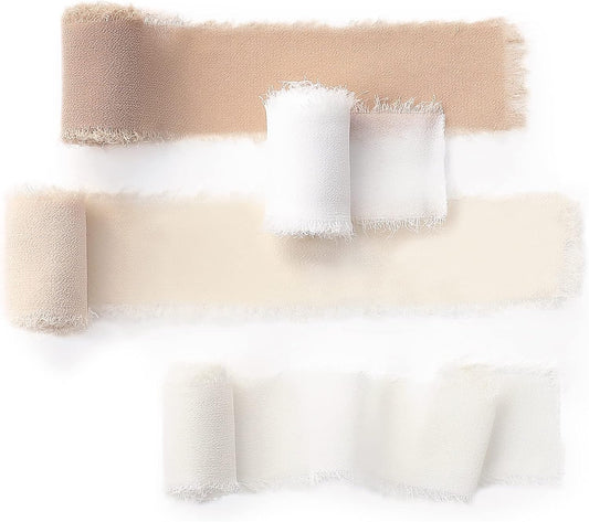 Handcrafted Ombre Chiffon Silk Ribbon for Wedding Invitations, Bridal Bouquets, Gift Wrapping, Decorations, DIY Crafts, Ballet Nude