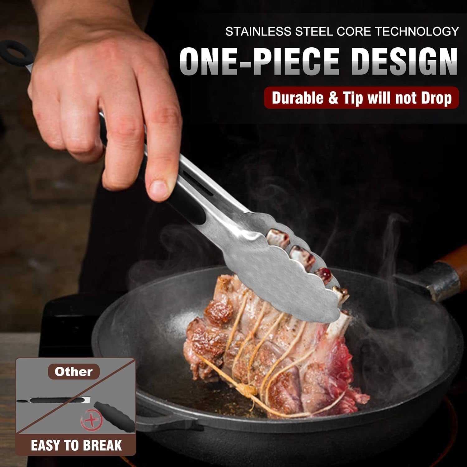 7 Inch Small Kitchen Tongs for Cooking, Mini Silicone Serving Tongs, Great for Cooking, Salad, Grilling, Pasta, Steaks, Vegetables