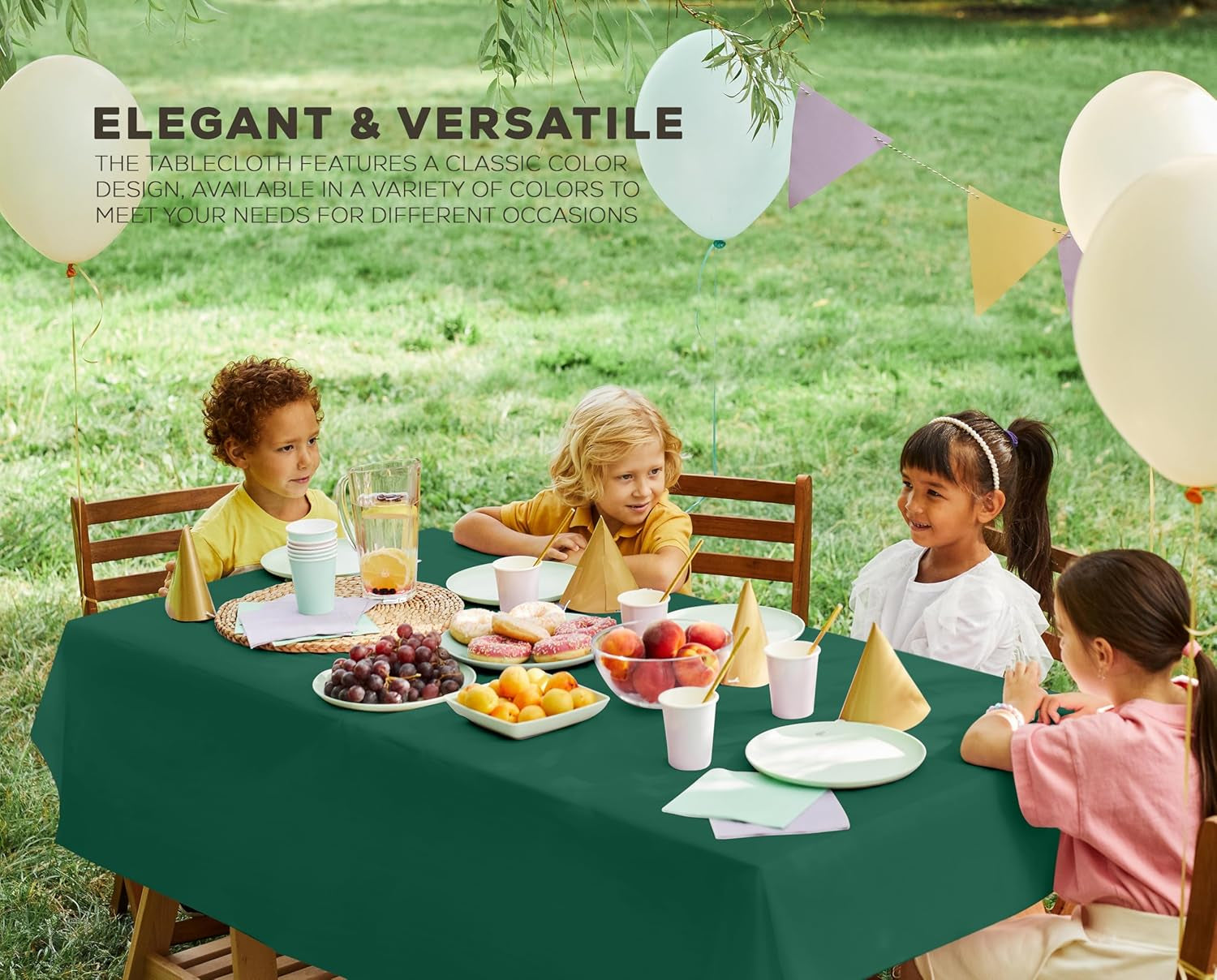 Plastic Table Cloth Disposable (12 Pack - 54X108 Inch) Green Rectangle Tablecloth Waterproof Stain Resistant Party Table Cover