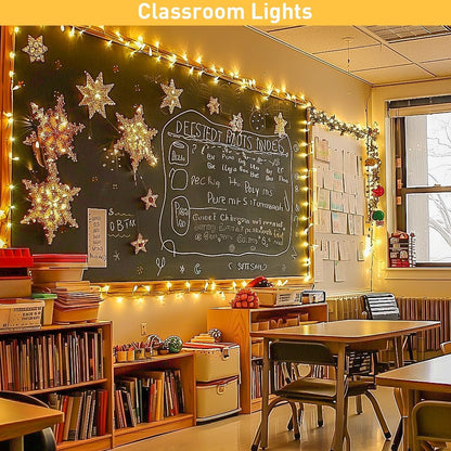 2 Pack Battery Operated String Lights with Remote, Total 66Ft 200 LED Classroom Lights, Battery Christmas Light Outdoor Indoor for Bedroom Classroom Dorm Yard Tree Party Decor(Warm White)