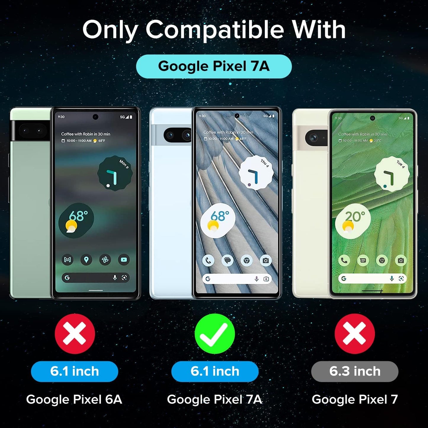 Screen Protector for Google Pixel 7A Tempered Glass Film [2 Pack] with [2 Pack] Camera Lens Protector Tempered Glass with [Alignment Frame] Transparent HD Clear Anti-Scratch, 6.1 Inch