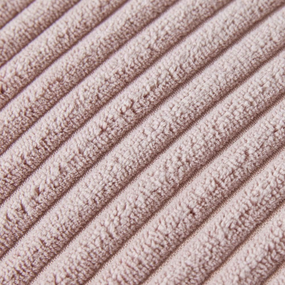Pack of 2 Decorative Throw Pillow Covers with Pom-Poms, Soft Corduroy Solid Square Cushion Case Pillow Cases Set for Couch Sofa Bedroom Car Living Room (18X18 Inch/45X45 Cm, Blush Pink)