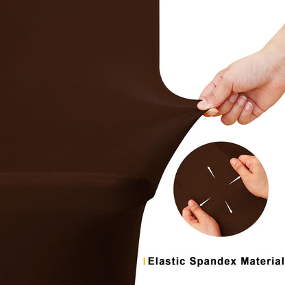 2 Pack Spandex Table Cloth 4FT, Elastic Fitted Stretch Tablecloths, Washable and Wrinkle Free Rectangular Patio Table Cover for Outdoor, Wedding, Banquet & Parties (Coffee, 48Lx30Wx30H Inch)