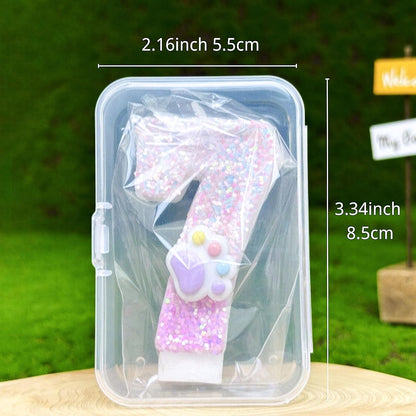 Cat and Dog Paw Number Candles for Cake Decoration, Pink Kitten Paw Number 4 Candle, Dog Themed Birthday Cake Topper for Party Decorations