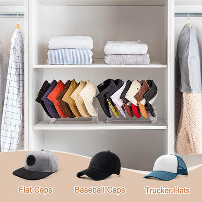 Hat Stand for Baseball Caps, 2 Pcs Hat Organizer for 14 Baseball Caps, Hat Racks for Baseball Caps, Hat Holder Display and Organizer for Bedroom, Closet, Dresser, Office