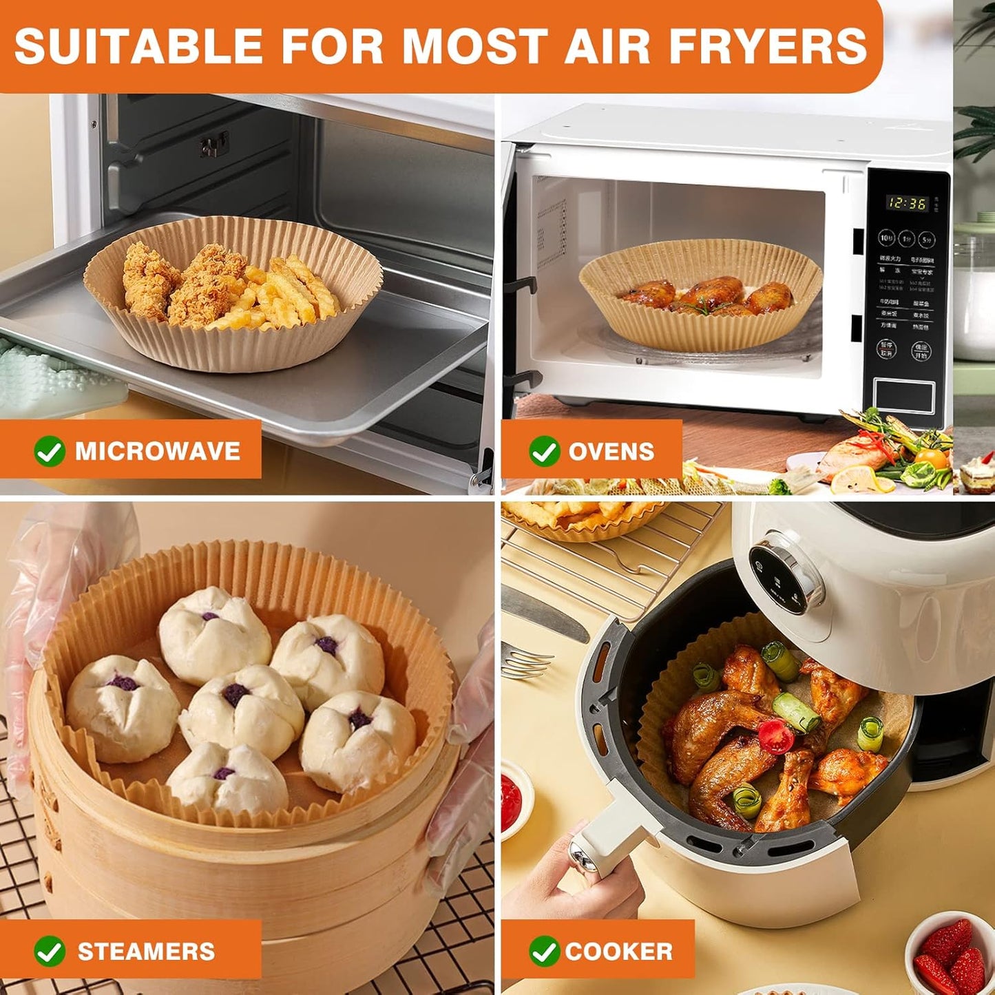 Small round Air Fryer Liners Disposable, 200 PCS 6.3" Air Fryer Paper Liners for Ninja AF101, Non-Stick and Oil Proof Baking Paper Liner for 2-4 Qt Airfryer Basket