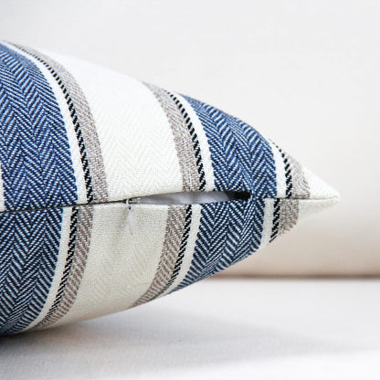 Stripe Throw Pillow Covers Farmhouse Pillowcases Pack of 2 18 X 18 Inch Blue
