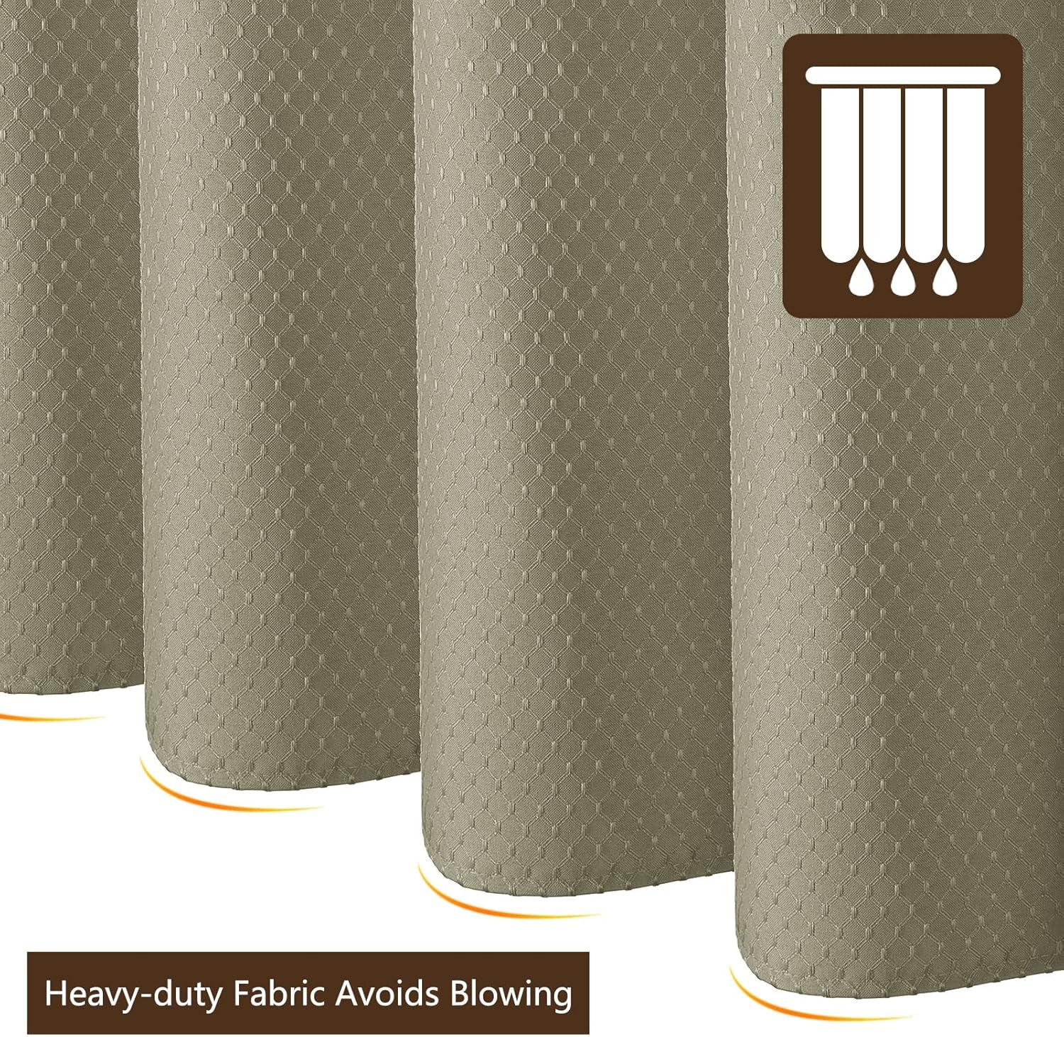 Waffle Weave Shower Curtain, Heavy Duty Fabric Cloth, Waterproof, Machine Washable, Hotel Spa Luxury Quality, 72 X 72 Inches for Standard Bathroom and Shower, 12 Metal Hooks, Charcoal Gray