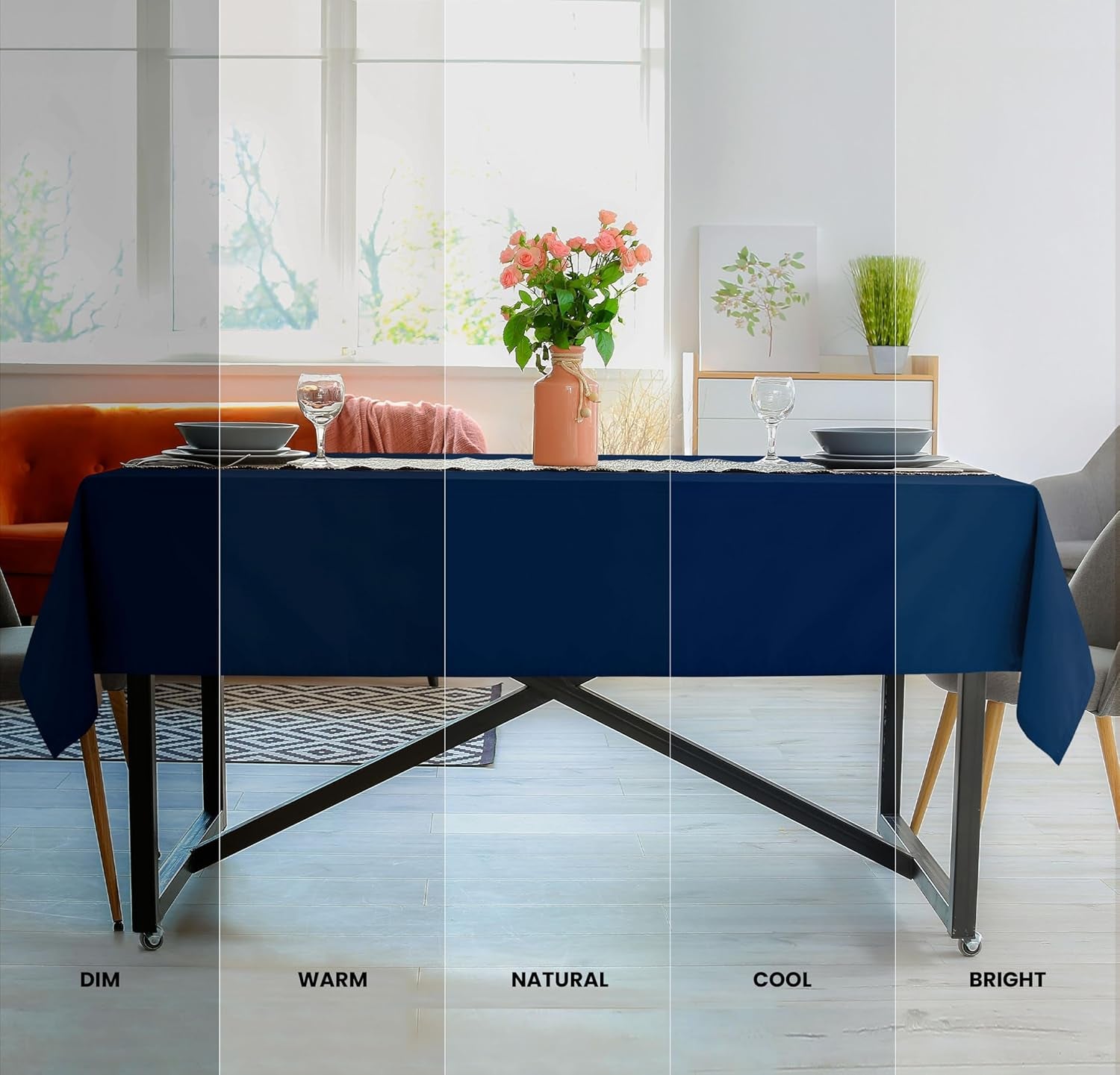 2 Pack 6 Foot Rectangle Table Cloth [60X102 Inches, Navy Blue] Stain and Wrinkle Resistant Tablecloth Washable Polyester Cover for Dining, Buffet Parties, Picnic and Weddings