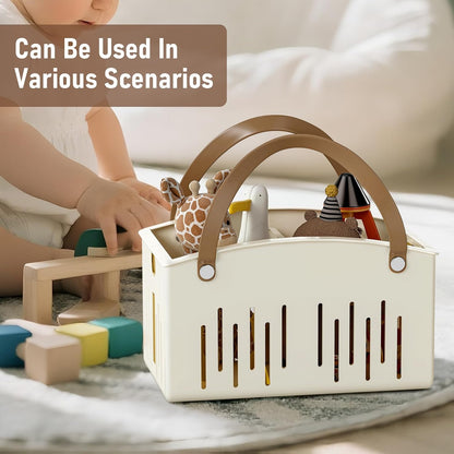 Portable Shower Basket Caddy with Double Handle Foldable Dry Wet Separation Design 11.0 × 7.1 × 6.5In, Travel, Camping, Gym, College Bathroom Tote, White, Ideal Christmas Gifts for Girls