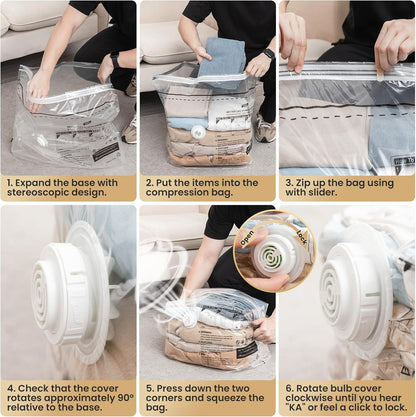 Vacuum Storage Bags for Travel, Medium Cube (25X19X11 Inch), 4 Pack Vacuum Seal Bags for Clothing, Compression Packing for Clothes, Blankets, Baby Clothes, No Pump Needed, Travel Accessories