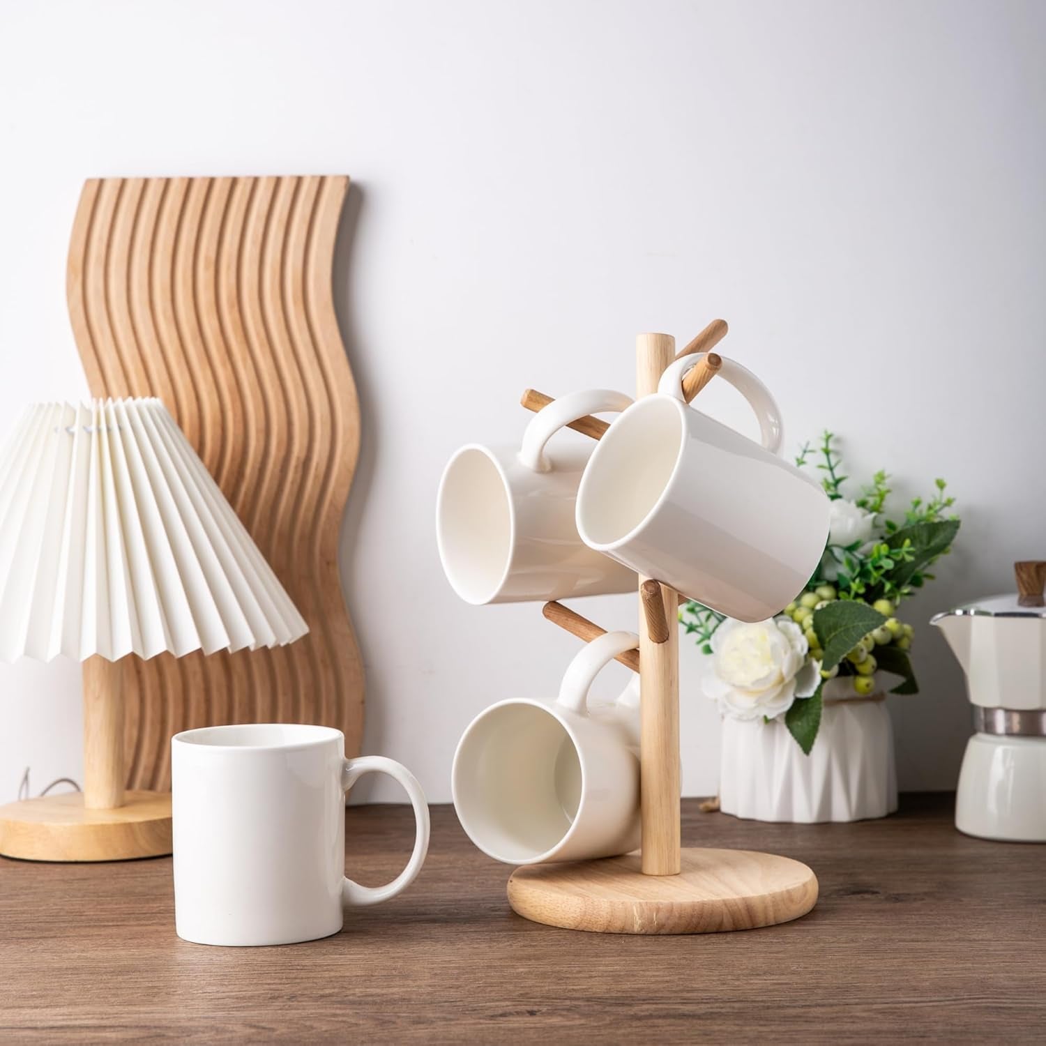 12 oz Off-White Ceramic Coffee Mugs Set of 12 with Large Handle, Lightweight and Dishwasher & Microwave Safe, Ideal for Latte, Cappuccino, Cocoa, and Milk