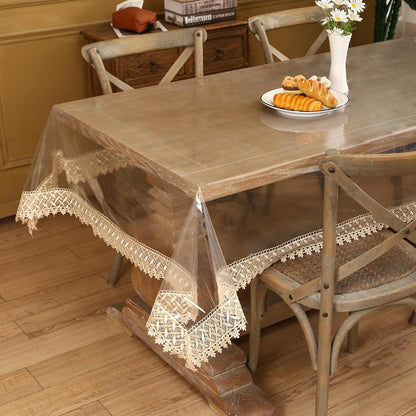 Clear Vinyl Tablecloth Protector Waterproof/Oil-Proof Plastic Square Transparent Sheet Table Cover (54X54 Inch)