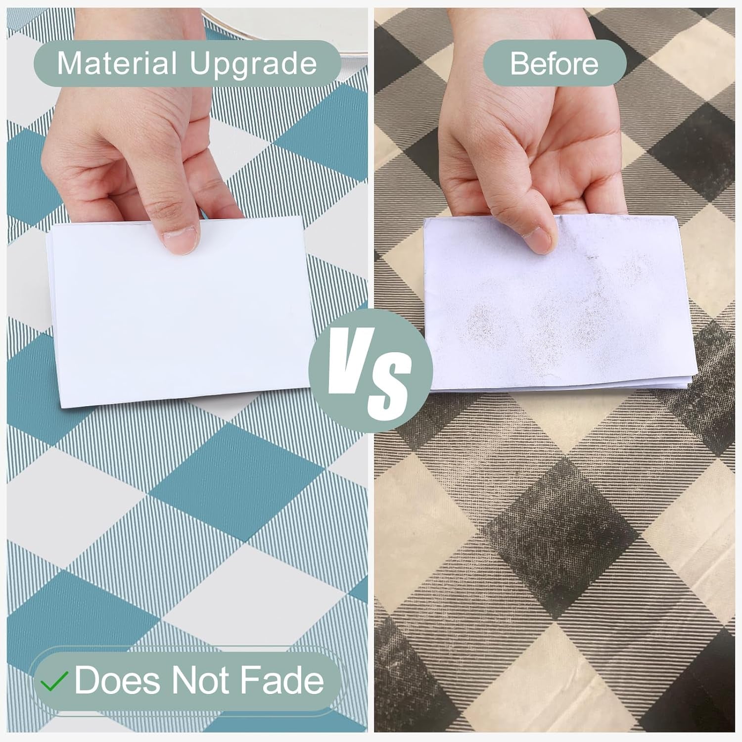 Rectangle Waterproof Vinyl Table Cloth, Buffalo Flannel Backed Tablecloth, Wipeable Plastic Table Cover for Dinner, Kitchen, Outdoor (60" X 84", Aquamarine and White)