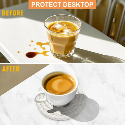 12 Pcs Boho Drink Coasters,Minimalist Cotton Handmade Woven Absorbent Drink Coasters,Heat Resistant Cotton Coasters for Coffee Table, Kitchen, Home Decoration