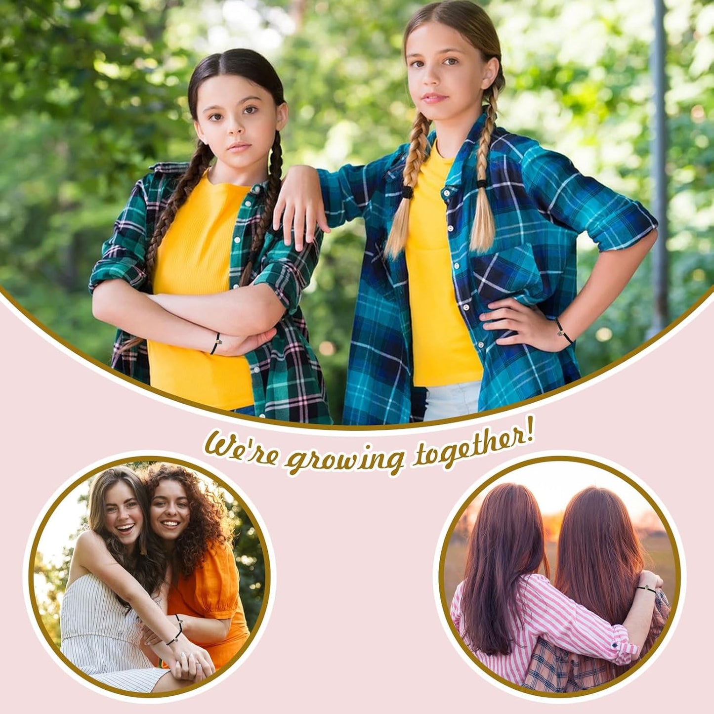 2Pcs Rope Woven Friendship Bracelets Best Friends String Matching Handmade Adjustable Butterfly Charm Cord Bracelets for Women Girls Lovers Couples Christmas Thanksgiving Gifts with Thanks Cards