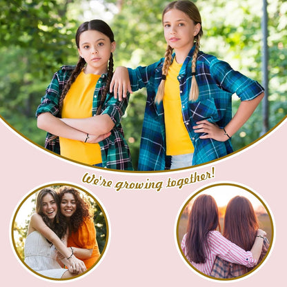 2Pcs Rope Woven Friendship Bracelets Best Friends String Matching Handmade Adjustable Butterfly Charm Cord Bracelets for Women Girls Lovers Couples Christmas Thanksgiving Gifts with Thanks Cards