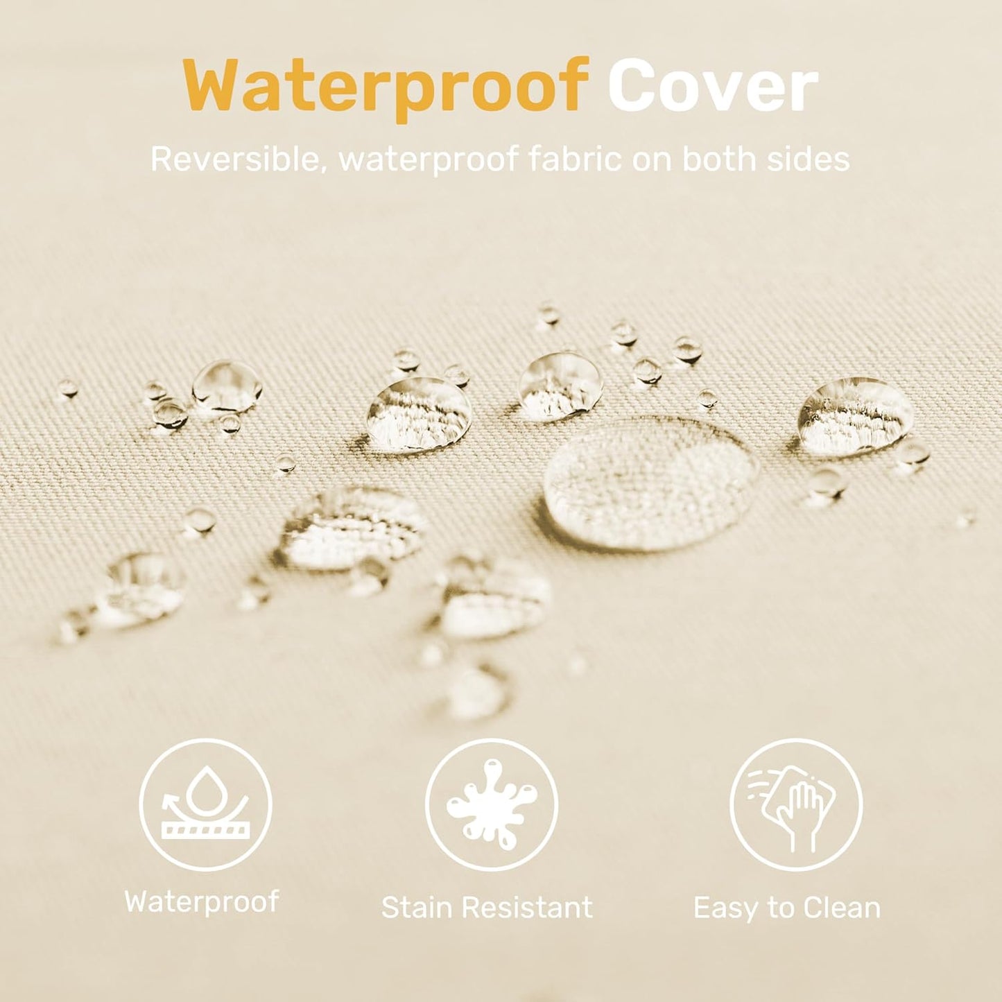 Outdoor Chair Cushions Pack of 4, Water Resistant Patio Cushions with Ties, High Density Sponge Filling Square Corner Seat Cushions for Outdoor Furniture, 18.5"*16"*3", Beige