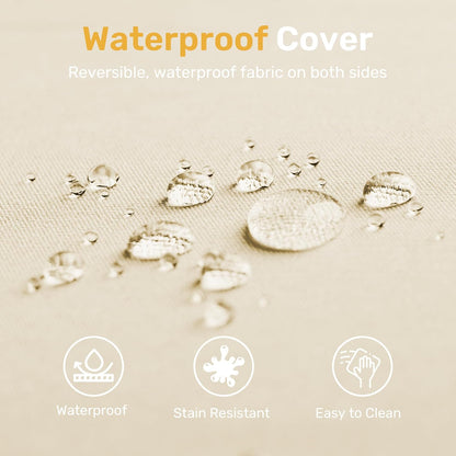 Outdoor Chair Cushions Pack of 4, Water Resistant Patio Cushions with Ties, High Density Sponge Filling Square Corner Seat Cushions for Outdoor Furniture, 18.5"*16"*3", Beige