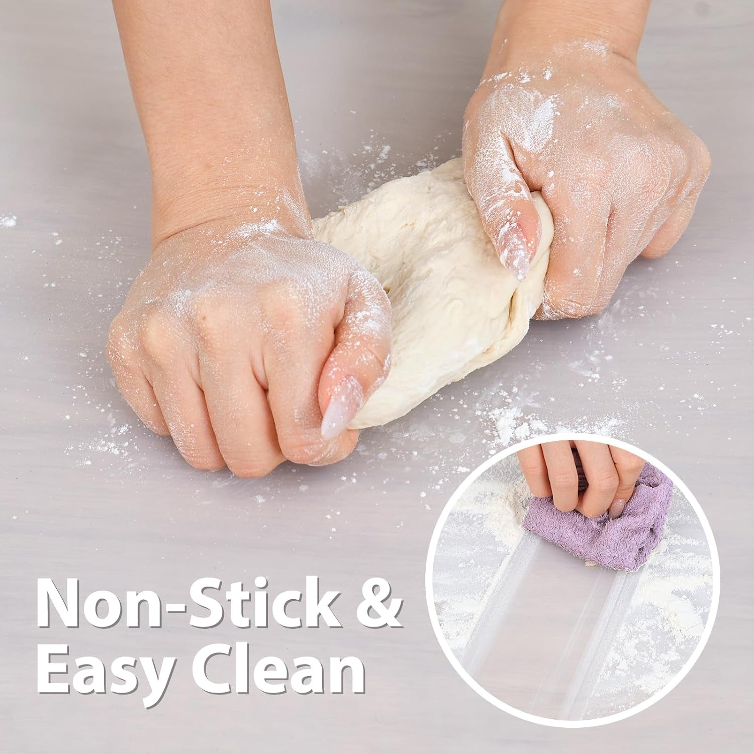 Thick Silicone Counter Mat Large 23.4"By15.6", Heat Resistant Mat for Kitchen Table/Countertop Protector/Non Stick Pastry Baking Placemats, Silicone Pad for Crafts Kids,  Clear