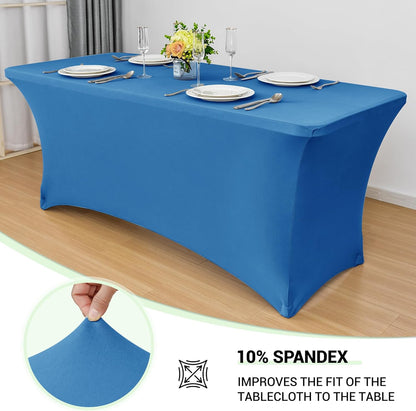 6Ft Stretch Spandex Table Cover for Standard Folding Tables - 2 Pack Universal Rectangular Fitted Tablecloth Protector for Wedding, Banquet and Party,72L X 30W X 30H Inches, Aqua, 2Pc