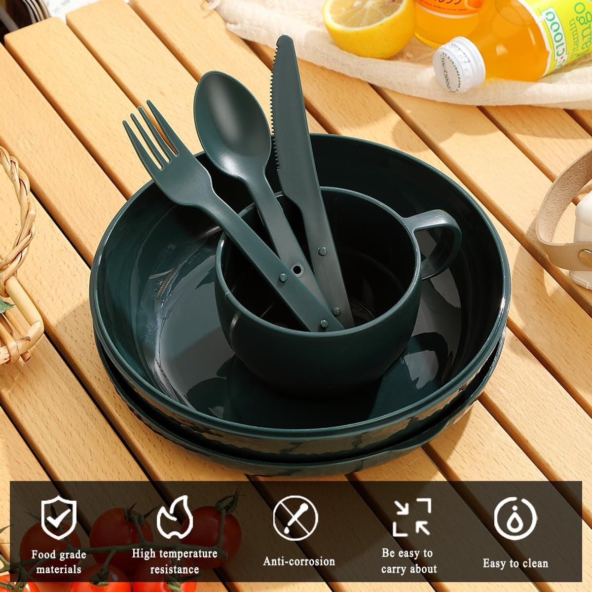 Comprehensive Camping Mess Kit with Bowl, Plate, Cup, Cutlery, and Carry Bag - Essential Outdoor Dining Accessories for Travel, Camping, and Picnics, Conveniently Portable and Storable