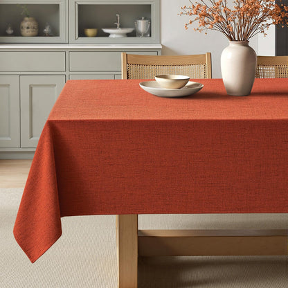 Burnt Orange Linen Tablecloth 52X70 Inch Rectangle Table Cloth Waterproof,Stain Resistant & Wrinkle Resistant for Dining Party Wedding