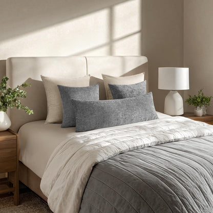 Pack of 1 Couch Throw Pillow Covers 14X36 Inch Soft Dark Gray Chenille Pillow Covers for Sofa Living Room Solid Dyed Pillow Cases