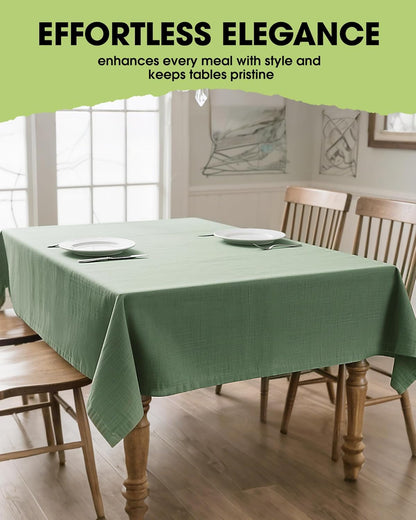 Rectangle Linen Tablecloth Waterproof & Stain Resistant, Wrinkle-Free Table Cloth Adds Elegance and Protection, Ideal for Dining, Party, Wedding and Outdoor, 52 X 70 Inch, Sage Green