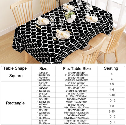 Rectangular Waterproof Vinyl Tablecloth with Flannel Backing, Wipeable and Spillproof for Indoor and Outdoor Use (60" x 84", Black)