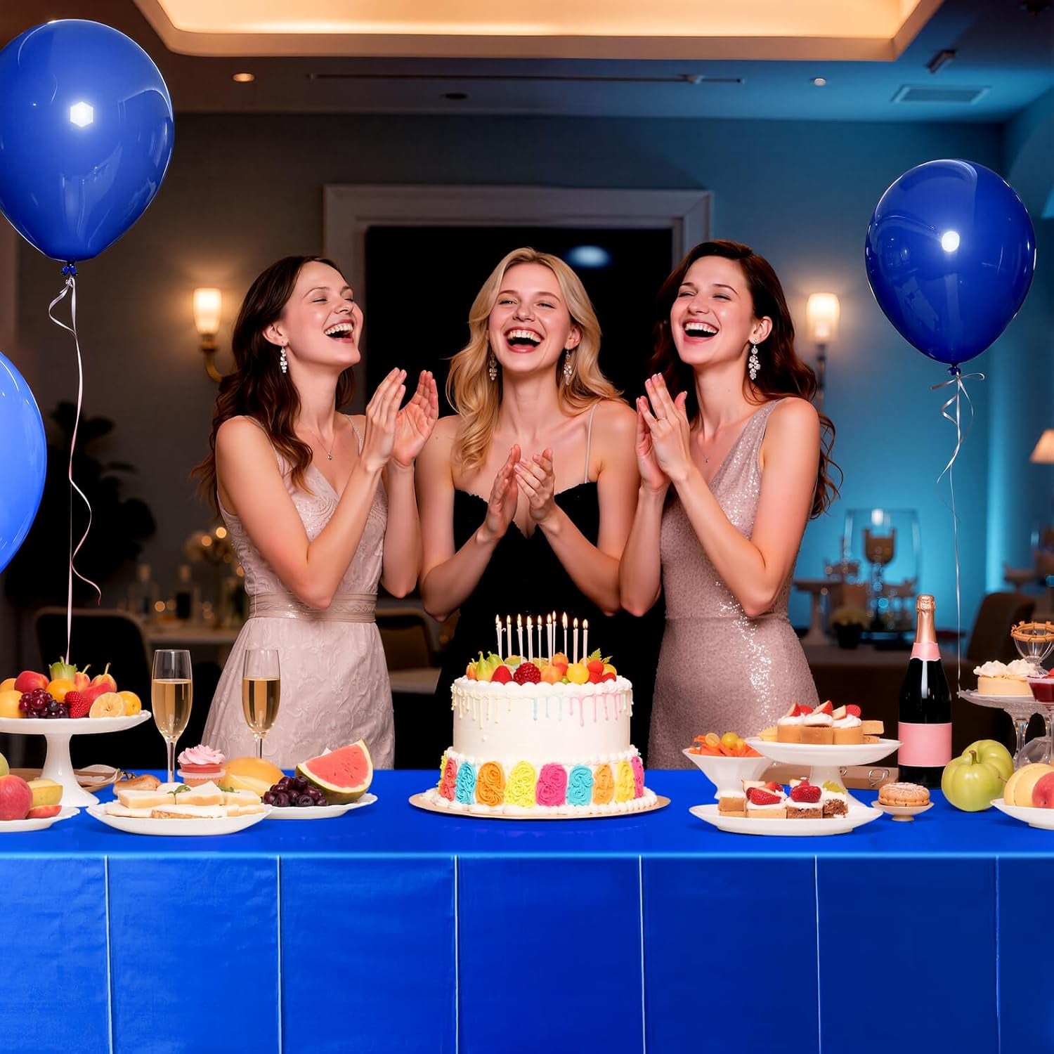 Set of 2 Lake Blue Plastic Tablecloths - Elegant Metallic Matte Finish, 40" x 108" - Ideal for Baby Showers, Christmas, Winter Celebrations, Birthday Parties, Weddings, and Graduation Decorations