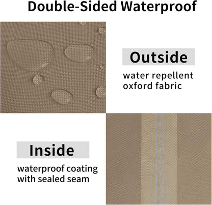Waterproof Patio Sofa Cover UV Resistant 2 Seater Outdoor Loveseat Cover Weatherproof Lawn Patio Furniture Cover with Tape Sealed Seam (58Wx32.5Dx31H Inch, Camel)