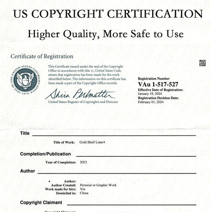 Gold and White Shelf Liners for Kitchen Cabinets Non Adhesive Cabinet Liner Strong Non-Slip Thickened Easy to Clean for Shelf Cabinet with Knife and Tape Measure