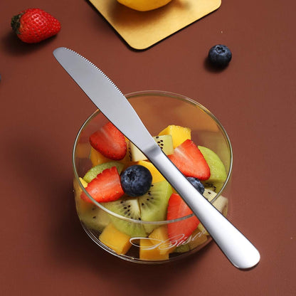 Set of 6 Stainless Steel Dinner Knives - Shiny Mirror Finish, Durable Butter Knife Spreaders, Dishwasher Safe