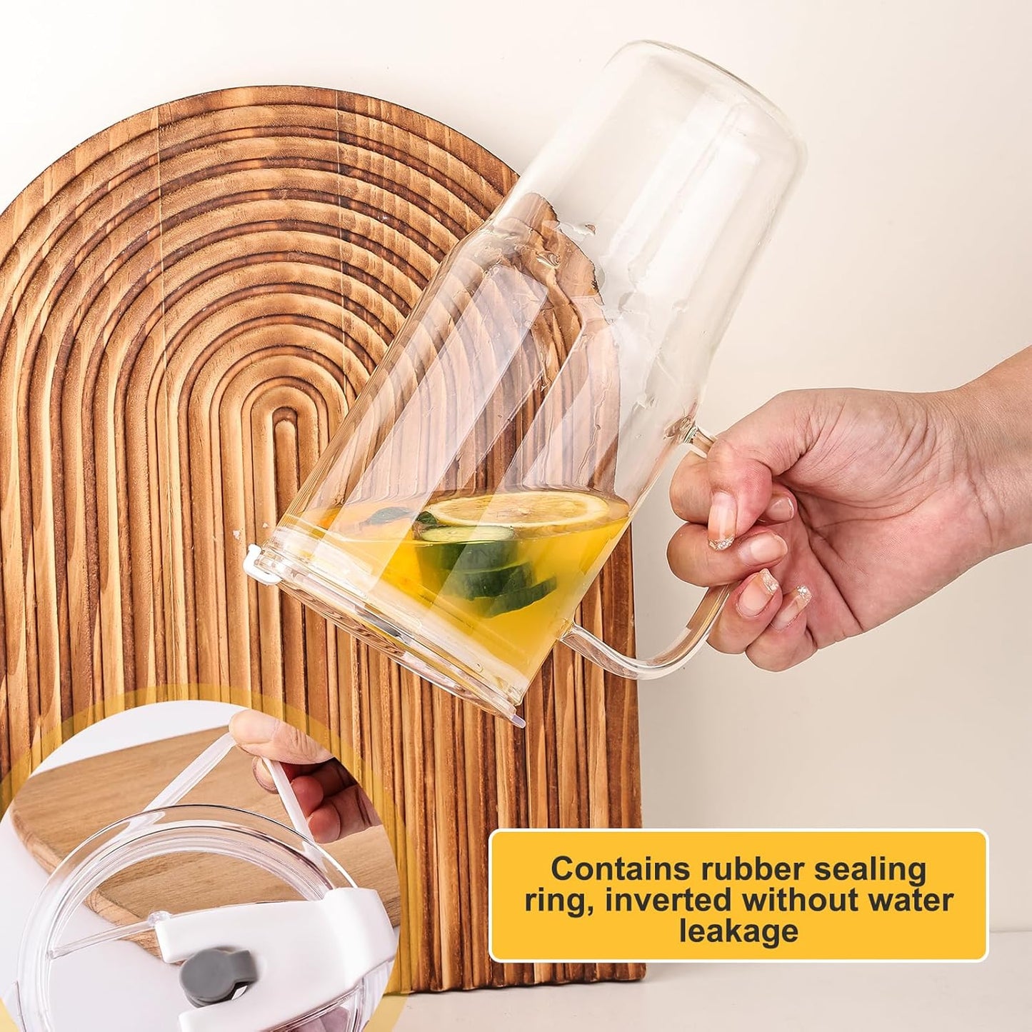 33Oz Glass Tumbler with Lid and Straw, 4 Pack Glass Cup with Handle, Iced Coffee Cups, Thick Drinking Glasses Set, Clear Travel Mug for Hot and Cold Beverage, Drinks, Tea, Smoothie