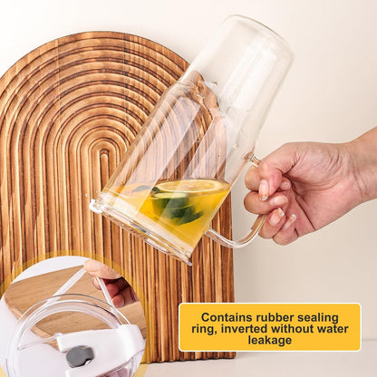 33Oz Glass Tumbler with Lid and Straw, 4 Pack Glass Cup with Handle, Iced Coffee Cups, Thick Drinking Glasses Set, Clear Travel Mug for Hot and Cold Beverage, Drinks, Tea, Smoothie