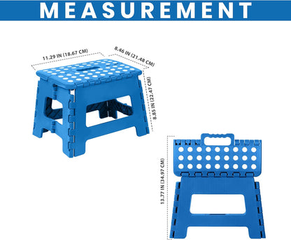 Folding Step Stool - (Pack of 2) Foot Stool with 9 Inch Height - Holds up to 300 Lbs - Lightweight Plastic Foldable Step Stool for Kitchen, Bathroom & Living Room (Blue)
