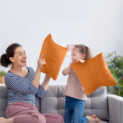 Throw Pillows Insert (Pack of 2, Orange) - 16 X 16 Inches Bed and Couch Pillows - Indoor Decorative Pillow