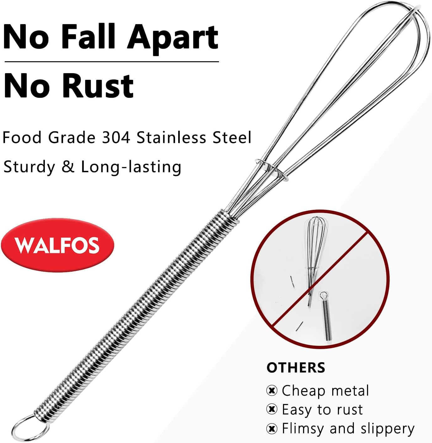 Mini Whisks Stainless Steel, Small Whisk 2 Pieces, 5In and 7In Tiny Whisk for Whisking, Beating, Blending Ingredients, Mixing Sauces