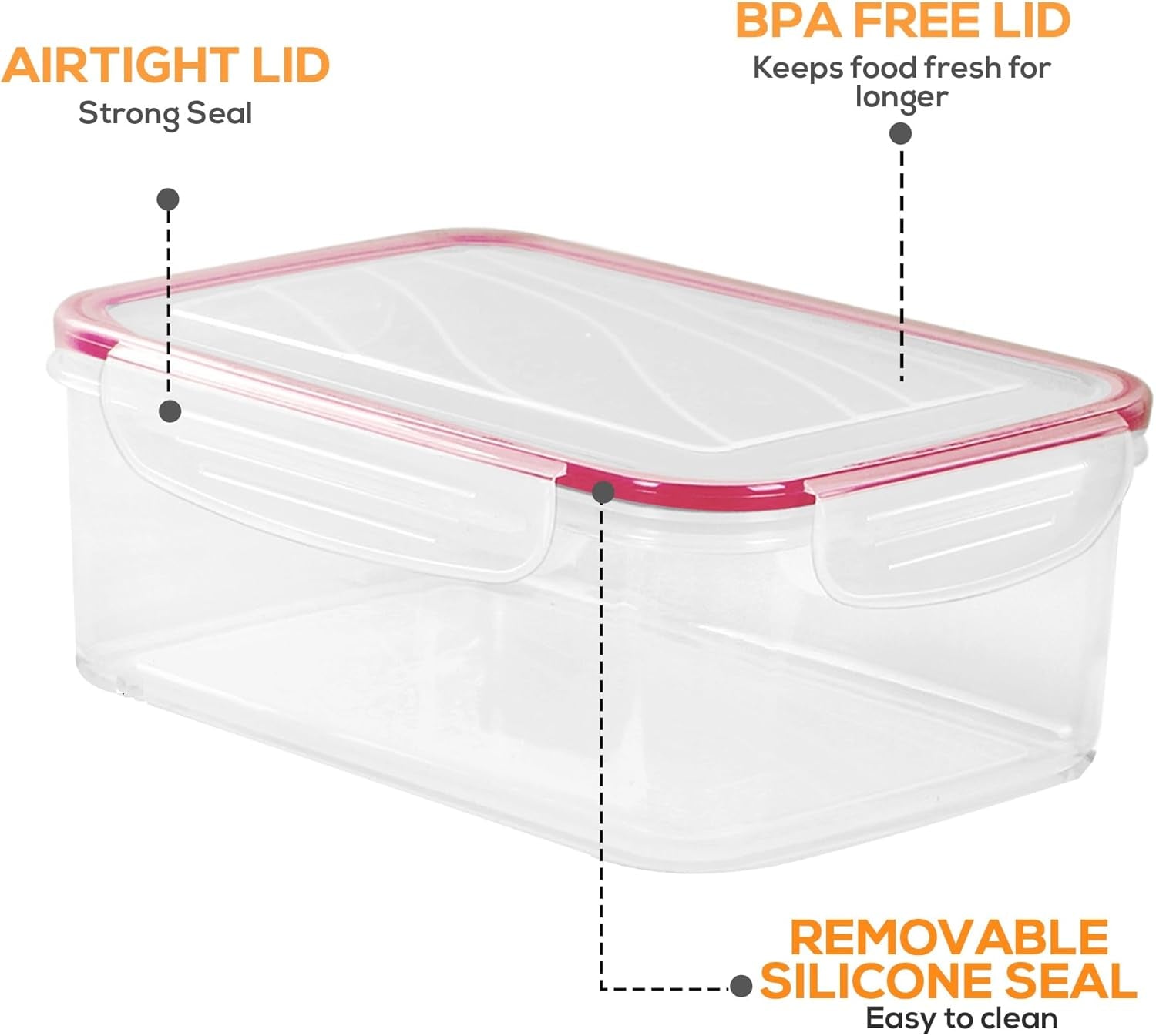 Plastic Food Storage Container Set with Airtight Lids - 24 Pieces (12 Containers & 12 Snap Lids)- Reusable & Leftover Lunch Boxes - Leak Proof & Microwave Safe