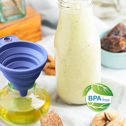 Funnels for Kitchen Use Set of 4, Silicone Collapsible Funnels for Filling Bottles, Food Grade Funnel for Liquid Powder Transfer, Foldable Kitchen Utensils