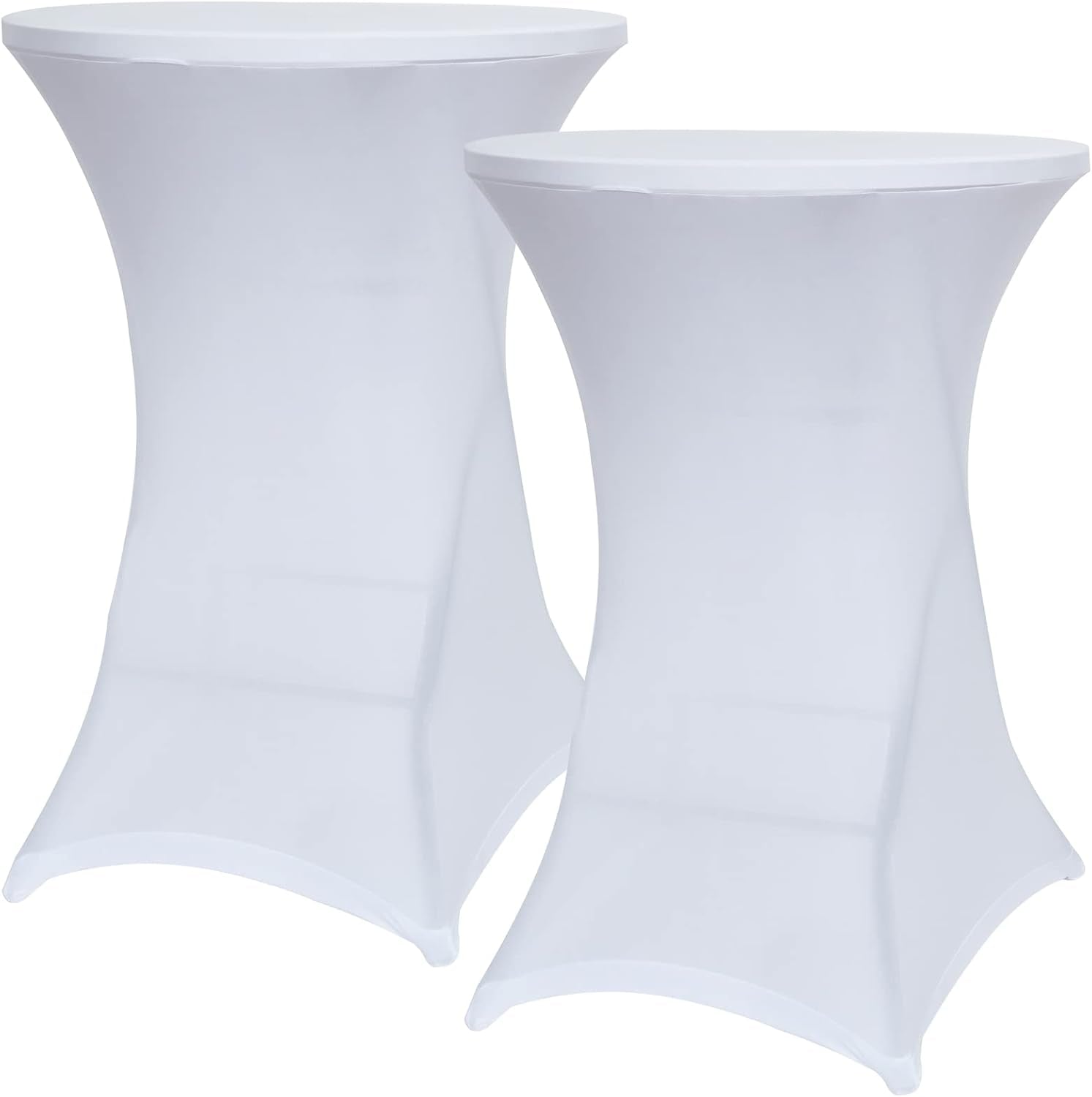 Cocktail Table Covers Stretch Spandex White Cocktail Table Cover Cloth for Wedding, Banquet and Party (30"-32" Diameter X 42" Height,2Pc)