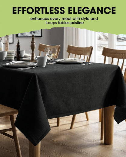 Rectangle Linen Tablecloth Waterproof & Stain Resistant, Wrinkle-Free Table Cloth Adds Elegance and Protection, Ideal for Dining, Party, Wedding and Outdoor, 52 X 70 Inch, Black